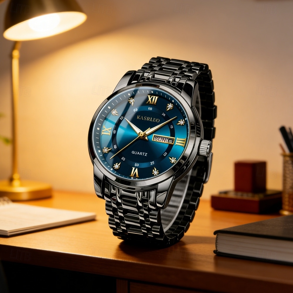 Men's Watch, Men's Charm Luxury Watch, Rhinestone Decorations, Date and Calendar Functions, Night Light Display, Men's Fashionable Casual Watches, Best Men's 2026 - $25.99 –P4