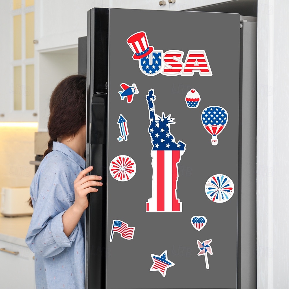 magnetiske kjøleskapsklistremerker for amerikanske uavhengighetsdager, bilklistremerker, feriedekorasjon, tegneserie, vanntette magnetiske klistremerker 2026 - $17.99 –P1