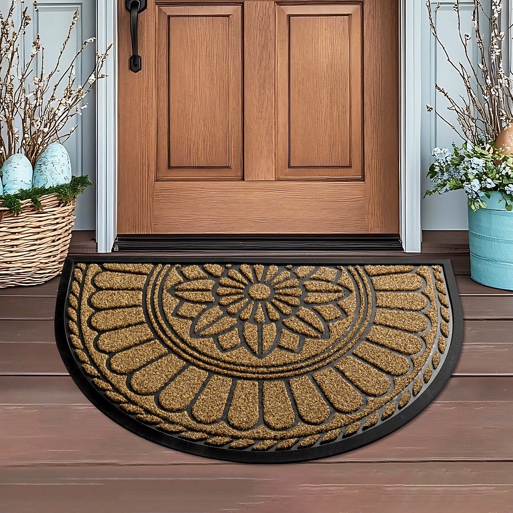 Halvrund inngangsmatte sklisikker smussavvisende, lett å rengjøre gummimatte til hjemmebruk døråpningsmatte 2026 - $50.99 –P1