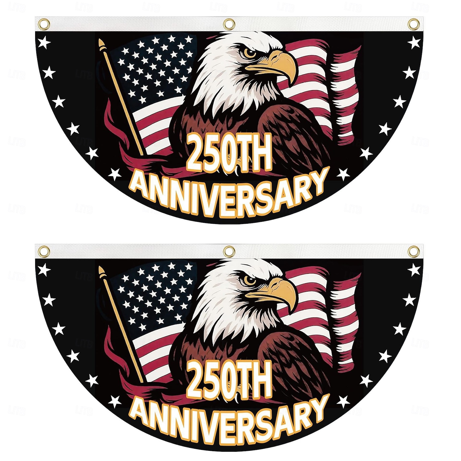 2 stk. amerikansk 250-årsjubileumsflagg, halvrundt til dekorasjoner, 250-årsjubileumsbanner, patriotisk flagg til uavhengighetsdagen og nasjonale feiringer 2026 - $18.99 –P3