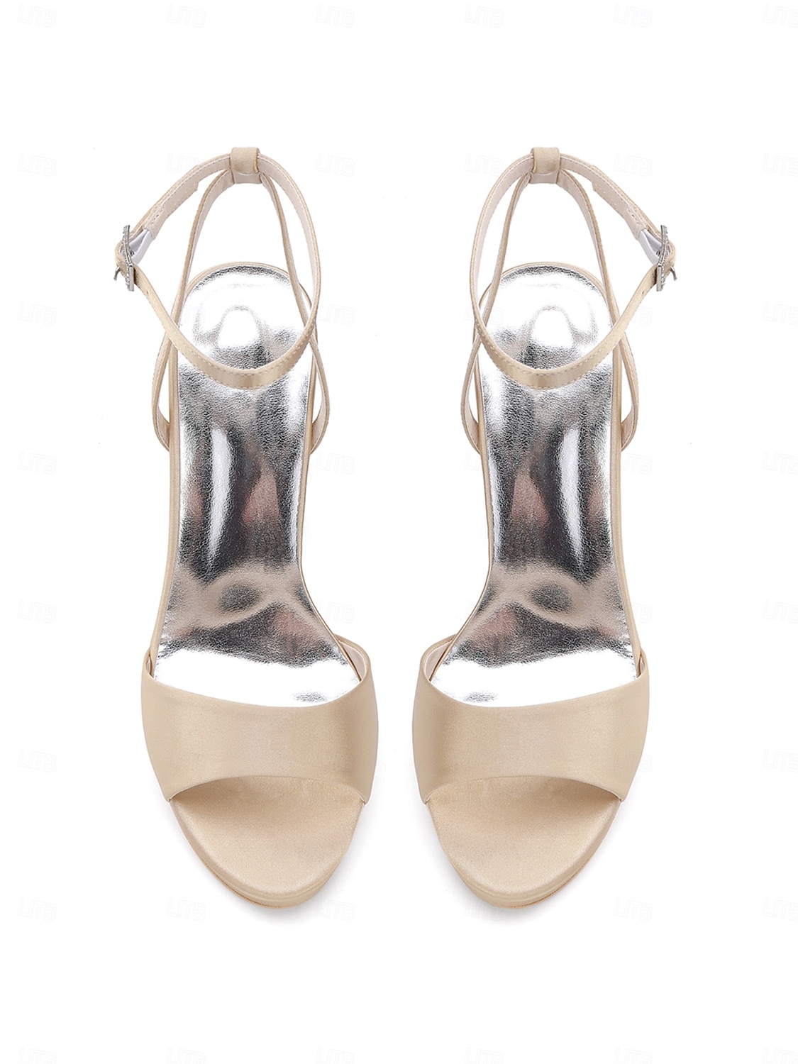 Sandalias de tacón alto con tira en el tobillo doradas para mujer, elegantes zapatos de novia minimalistas para bodas en la ciudad. 2026 - $64.99 –P6