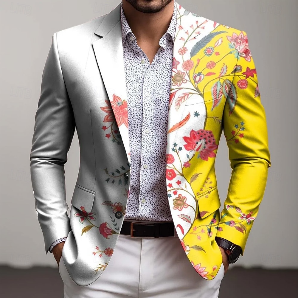 Homens Estampa floral Jaqueta Blazer Casaco Da Moda Confortável Respirável Artistíco Casual Casual Diário Formal Impressão 3D Botões Bolso multi Outono & inverno Primavera Entalhe Manga Longa Azul de 2026 por $85.99 –P1