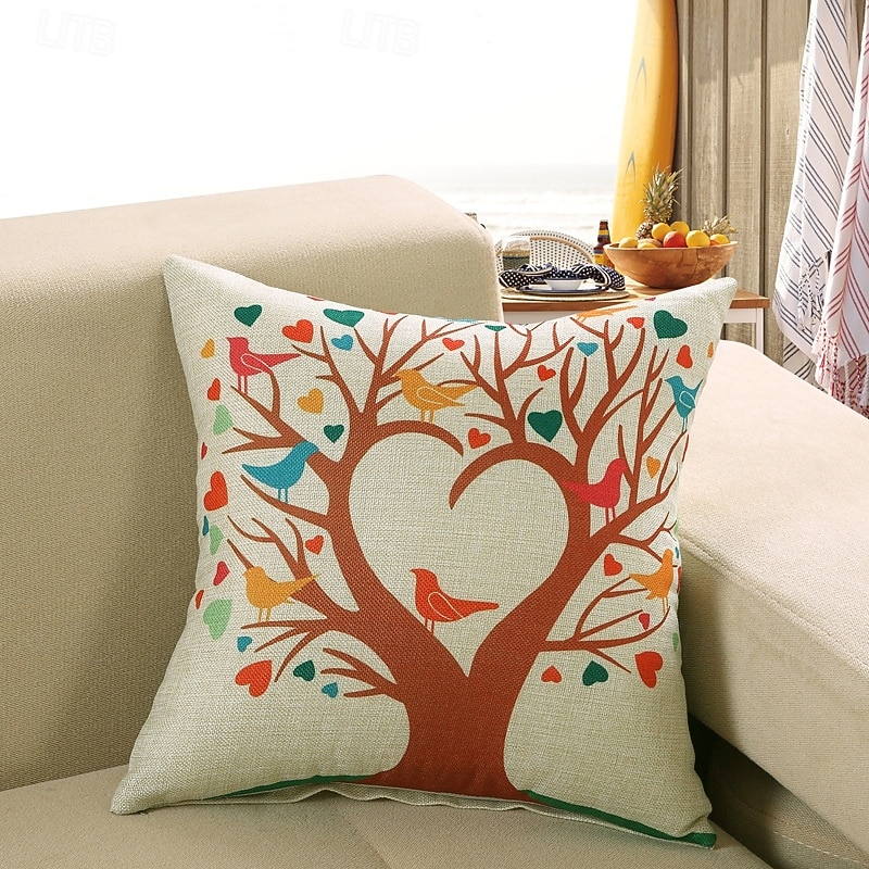 Capas de almofada de linho Four Seasons com orquídeas e a árvore da vida, um design floral vibrante e colorido para sofá e cama. de 2026 por $7.99 –P7