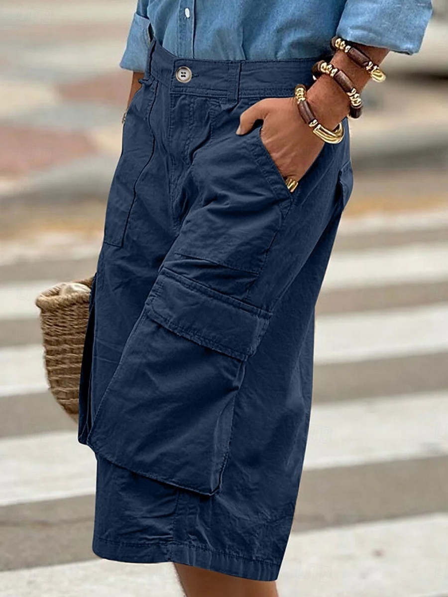 Femmes Bermuda Shorts Capri Pantalon capri Shorts cargo Mode Streetwear Basique Longueur mollet Taille haute Uni Multi-poches Respirabilité Confortable Non Elastique Quotidien Vacances Rue Rouge de 2026 ? $35.99 –P9