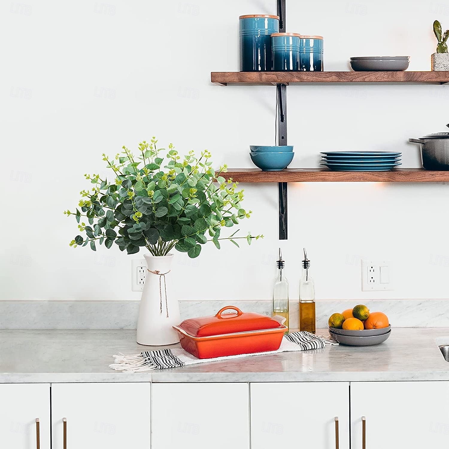 4 paquetes de tallos de eucalipto artificiales, hojas de eucalipto dólar de plata falsas, ramas verdes para arreglos florales. &decoración del hogar 2026 - $26.99 –P11