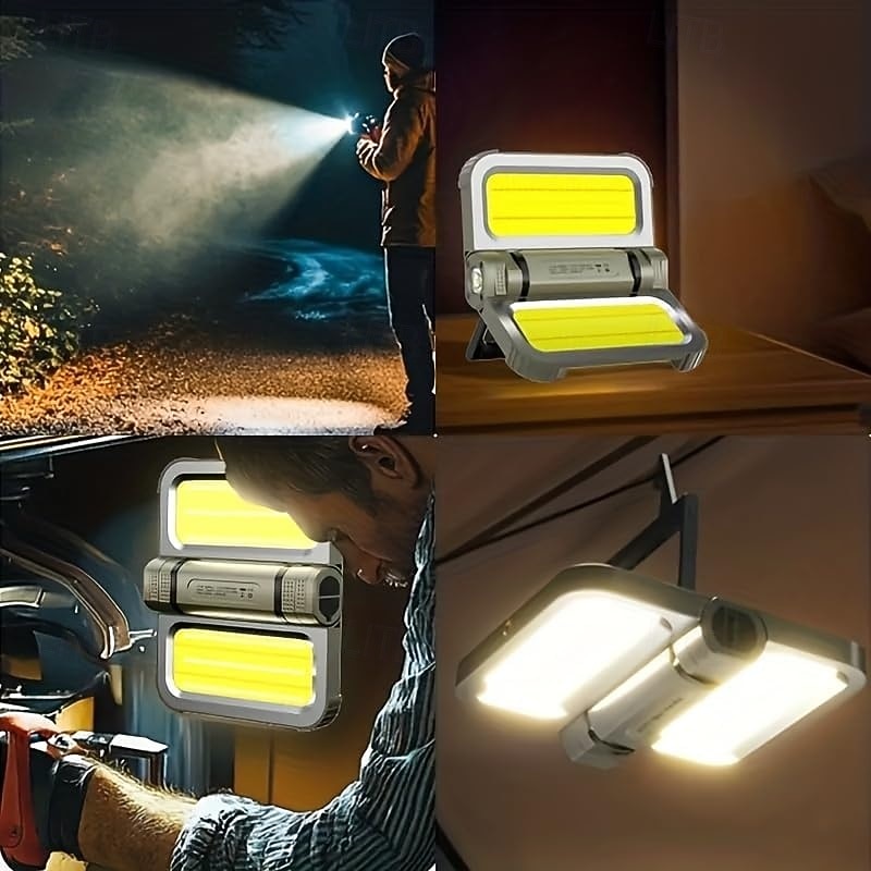 LED-campinglampor, uppladdningsbar magnetlampa, 230° rotation, vikbar, vattentät, soldriven utomhuscampinglampa för vandringstält, överlevnad, nattfiske, promenadarbete 2026 - $82.99 –P6
