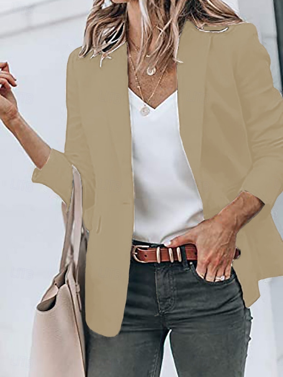 Damen Blazer Bequem Tasche Mode Lässig Einfach Straße Alltagskleidung Ausgehen Wochenende Regulär Gekerbtes Revers Schlank Langarm Oberbekleidung Schwarz Weiß Gelb Frühling Herbst 2026 - $29.99 –P18