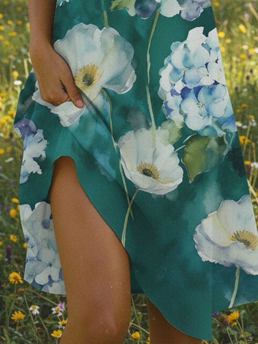 Women's Knee Length Dress Casual Dress Floral Dress Print Dress Vintage Classic Outdoor Vacation Going out Regular Fit Floral Short Sleeve Shirt Collar Green Summer Spring 2026 - $29.99 –P2