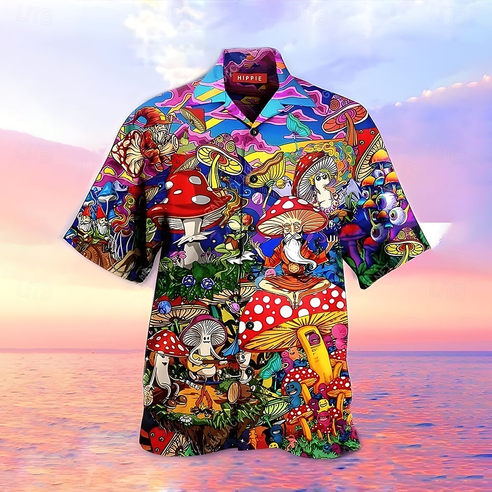 Camicia uomo Halloween musica hippie estate hawaiana a bottoni maniche corte moda streetwear casual hawaiana estate primavera colletto cubano stampa abbottonata bianca nera  verde gialla del 2026 a $25.99 –P4