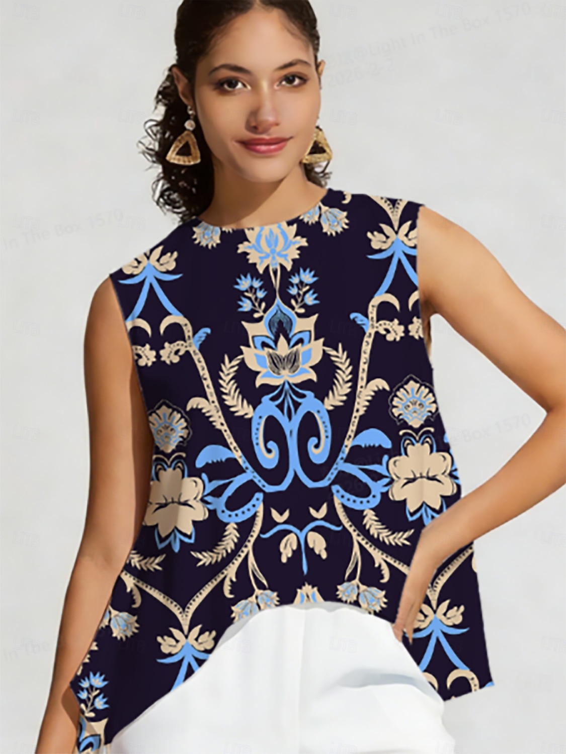 καλοκαιρινή νύχτα φοίνικα μεταξωτό σατέν τοπ διακοπών 2026 - $56.99 –P1