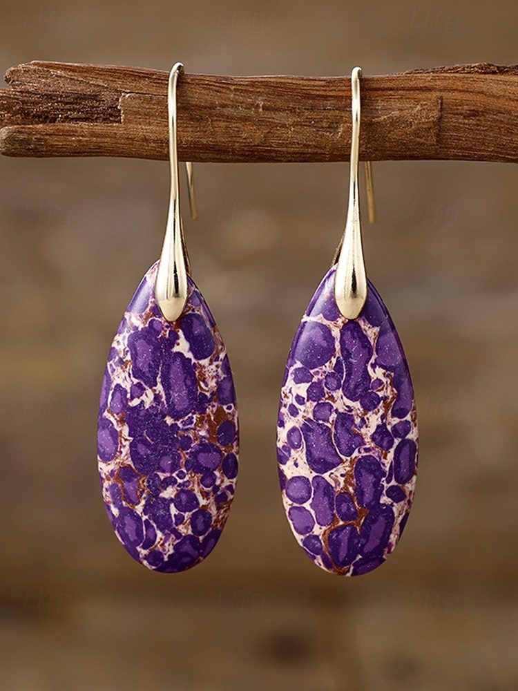 Naisten luonnonkiviset pisaranmuotoiset roikkuvat korvakorut, boheemi turkoosi tyyli useissa väreissä, kevyt ja näyttävä koru kevät-kesälomalle, rannalle ja jokapäiväiseen käyttöön. 2026 - $11.99 –P9