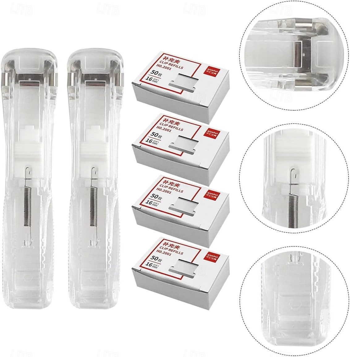 Bærbar permklipsstiftemaskin, påfyllbart stiftemaskinsett for kontoret med 2 bærbare papirklippere og permer og 200 stk. påfyllingsklips for filinnbinding og dokumentinnbinding 2026 - $15.99 –P5