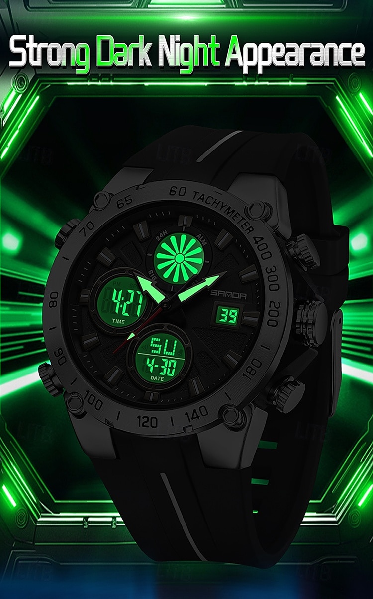 SANDA גברים שעון דיגיטלי מינימליסטי רטרו וינטג ' פאר ספורטיבי זורח שעון עצר Alarm Clock ספירה לאחור ג'ל סיליקון שעון 2026 - $38.99 –P5