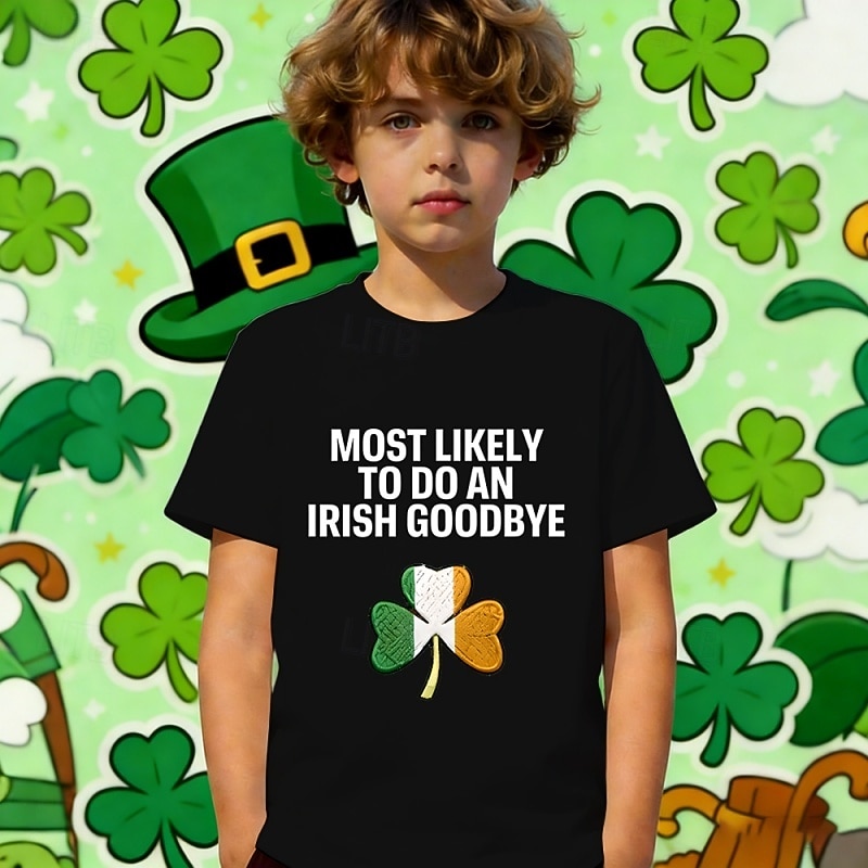 St. Patrick St. Paddy's Day Boys' 3D Graphic Letter T shirt Tee Short Sleeve 3D Print Summer Spring Sports Fashion Streetwear Kids 4-12 Years Crew Neck Casual Daily Outdoor Regular Fit 2026 - $14.49 –P2