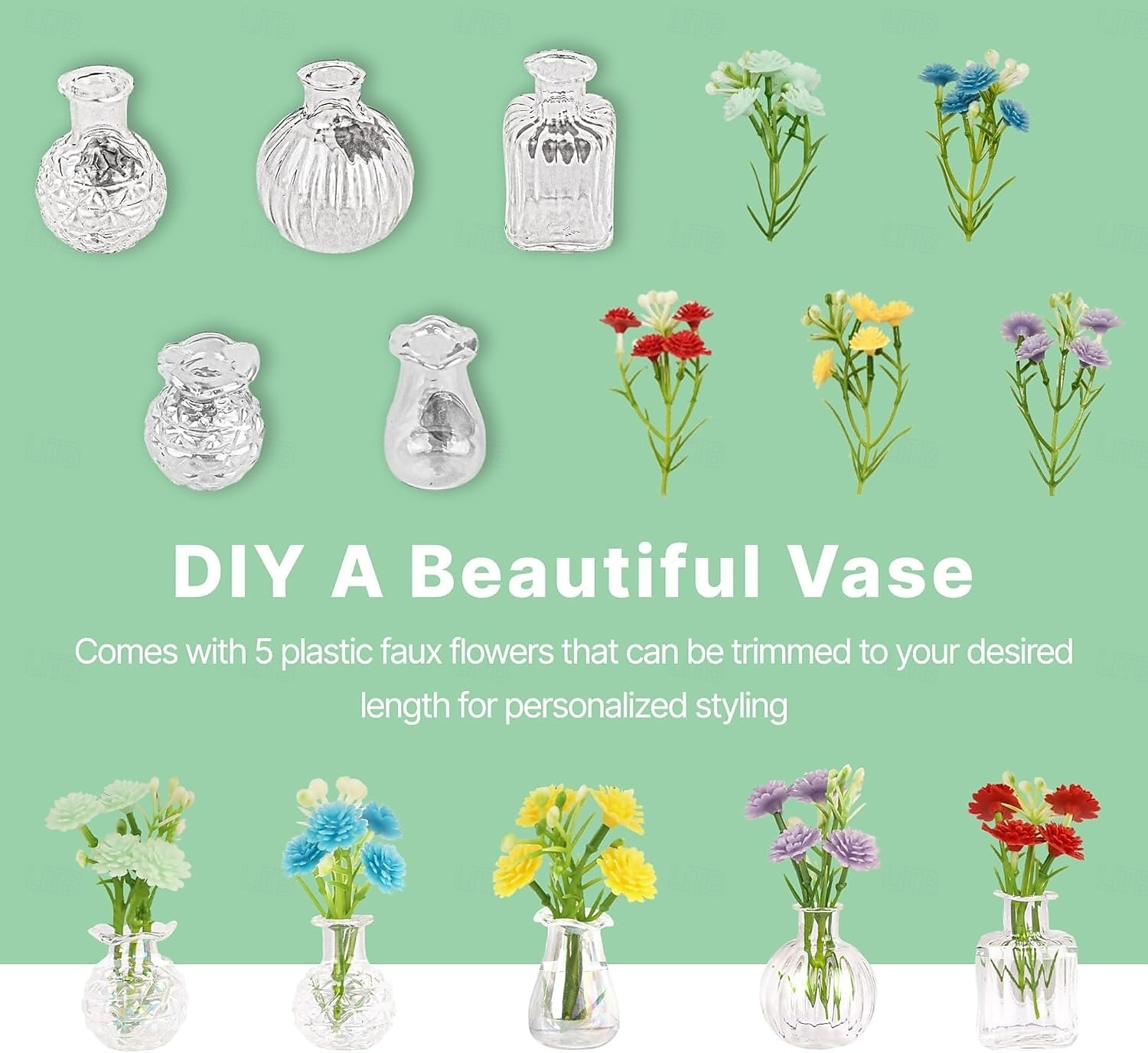 Confezione da 5 graziosi mini vasi magnetici per frigorifero, piccoli vasi di vetro con fiori, decorazioni magnetiche per frigorifero per cucina, ufficio, armadietto del 2026 a $21.99 –P2