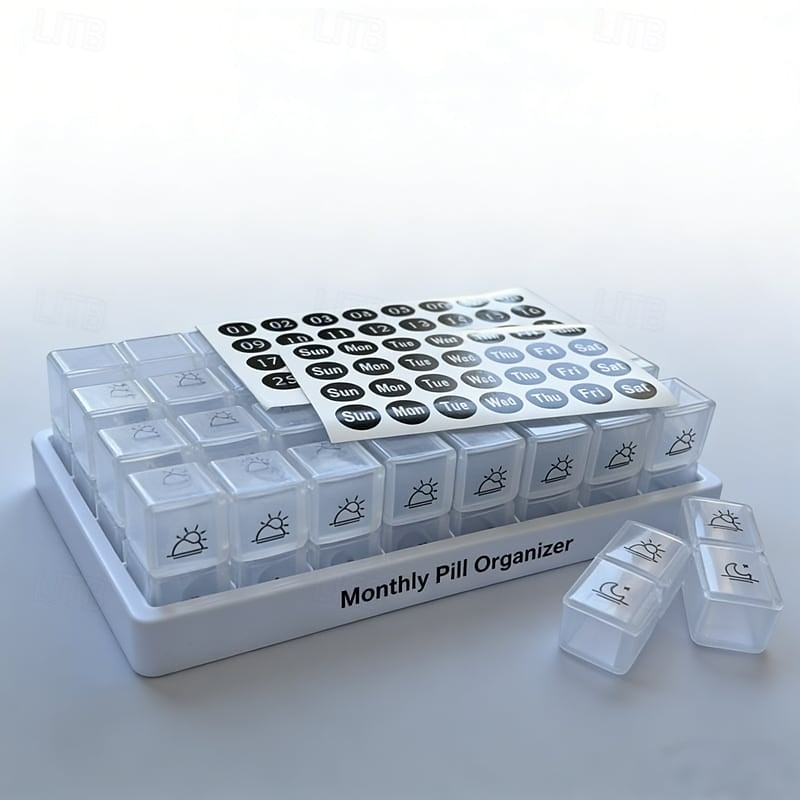 Monthly AM/PM Pill Organizer – Twice-a-Day Medicine & Vitamin Storage with Labels and Stickers for Easy Daily Management 2026 - $31.99 –P8