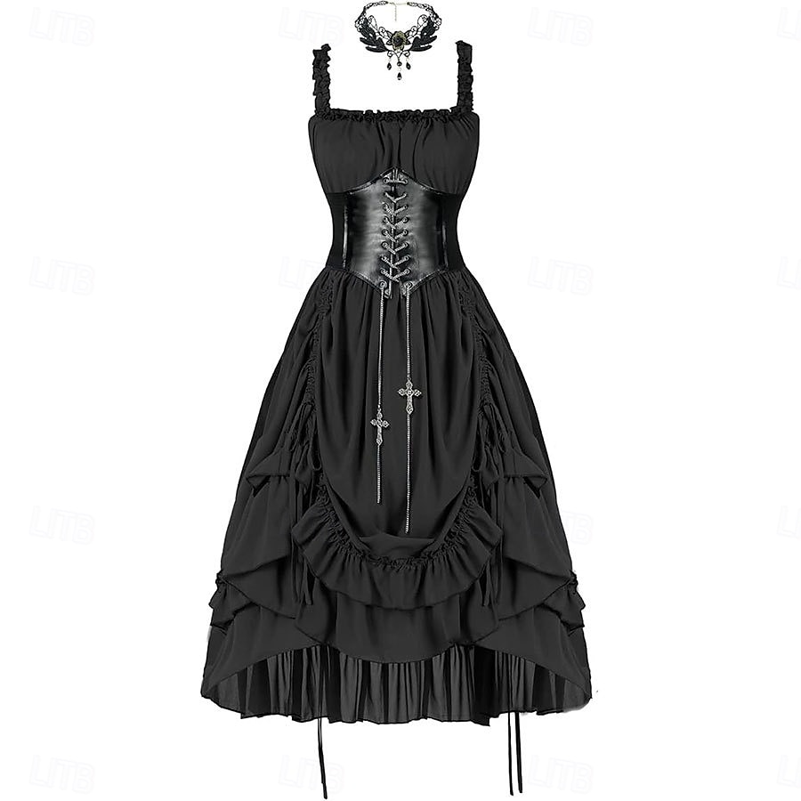 Conjunto Gótico Victoriano Renacimiento Asimétrica Vestidos Faja Collar con accesorios Princesas Corte A Disfraz Mujer Víspera de Todos los Santos Carnaval Casual Diario Feria del Renacimiento LARP 2026 - $54.99 –P7