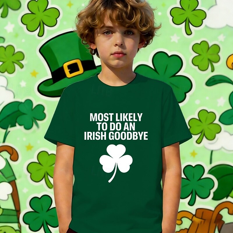St. Patrick St. Paddy's Day Boys' 3D Graphic Four Leaf Clover Funny Slang 67 T shirt Tee Short Sleeve 3D Print Summer Spring Sports Fashion Streetwear Kids 4-12 Years Crew Neck Casual Daily Outdoor 2026 - $14.49 –P2