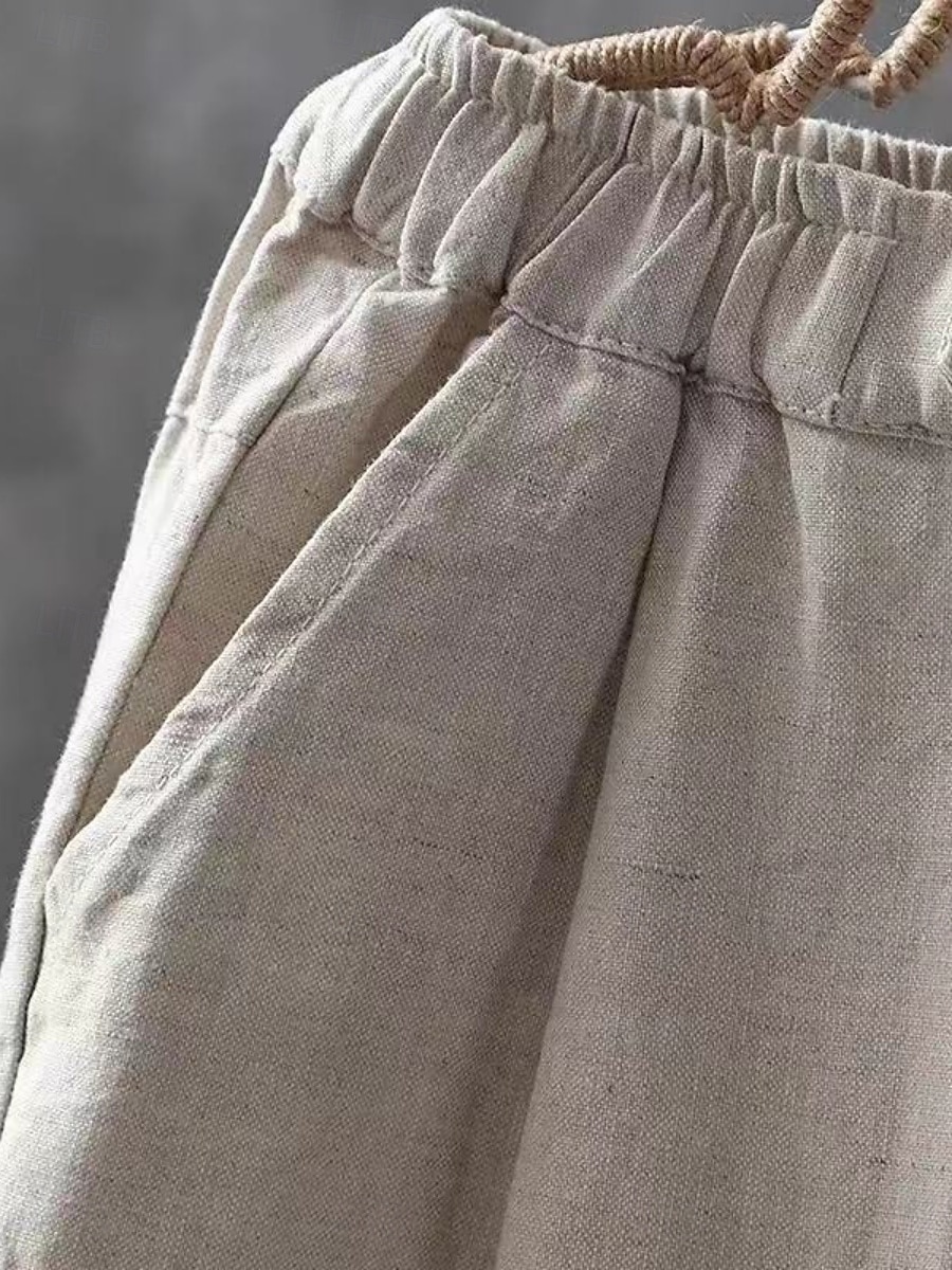 Mujer Lino de algodón sintético Pantalones Pantalones casuales Pantalones de verano Vacaciones Moda Ropa de calle Hasta el Tobillo Alta cintura Plano Bolsillo Cintura elástica Cómodo Rígido Diario 2026 - $16.49 –P6