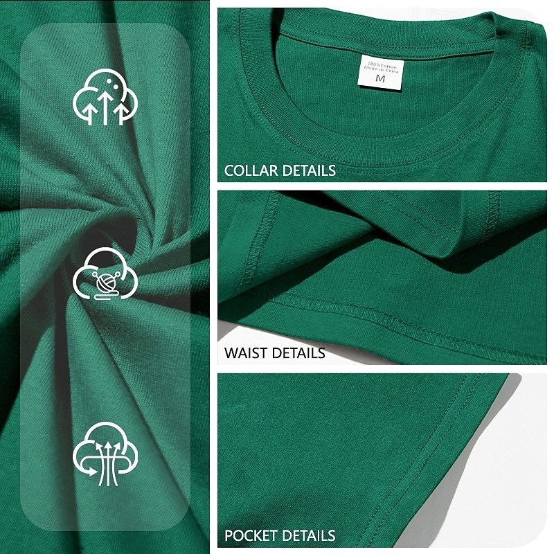 Męskie Koszulki Koszulka 100% bawełny Krótki rękaw Półgolf Lato Wiosna Jednokolorowe Równina Dzianina Urlop Zabytkowe Podstawowy Gładkie Codzienny Dom Na zewnątrz Czarny Biały Rumiany róż Top Tee dla 2026 - $12.49 –P2