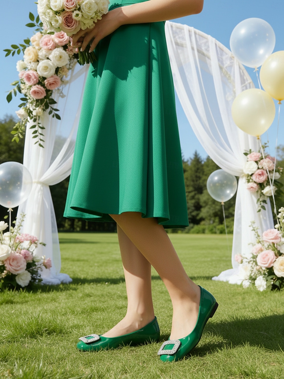 Sapatilhas femininas verde-esmeralda com fivela de cristal – sapatos elegantes para damas de honra em casamentos ao ar livre no jardim. de 2026 por $34.99 –P4