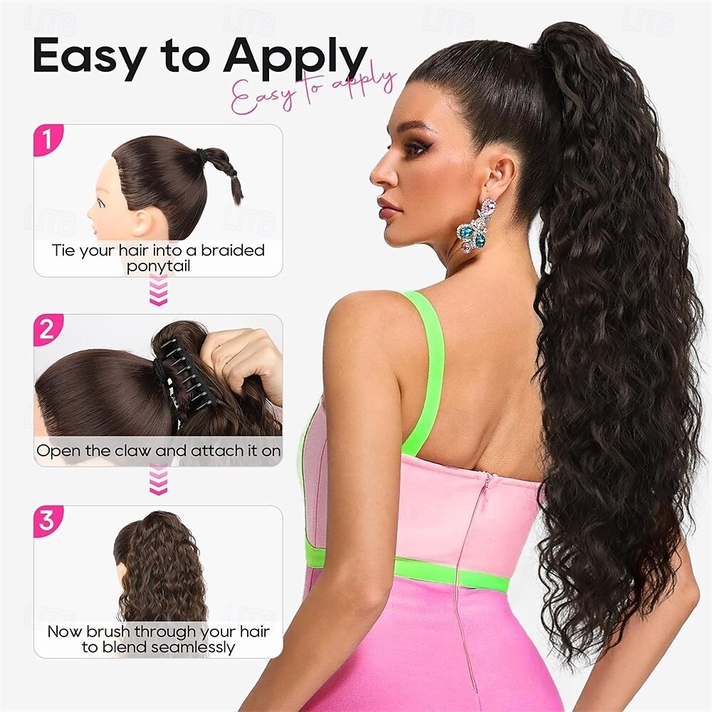 Ponytail Extension 30" Long Claw Clip Ponytail Extension Curly Wavy Pony Tails Hair Extensions Clip in Synthetic Hairpiece for Women, Chocolate Brown with Highlights 30 Inch 2026 - $22.99 –P6