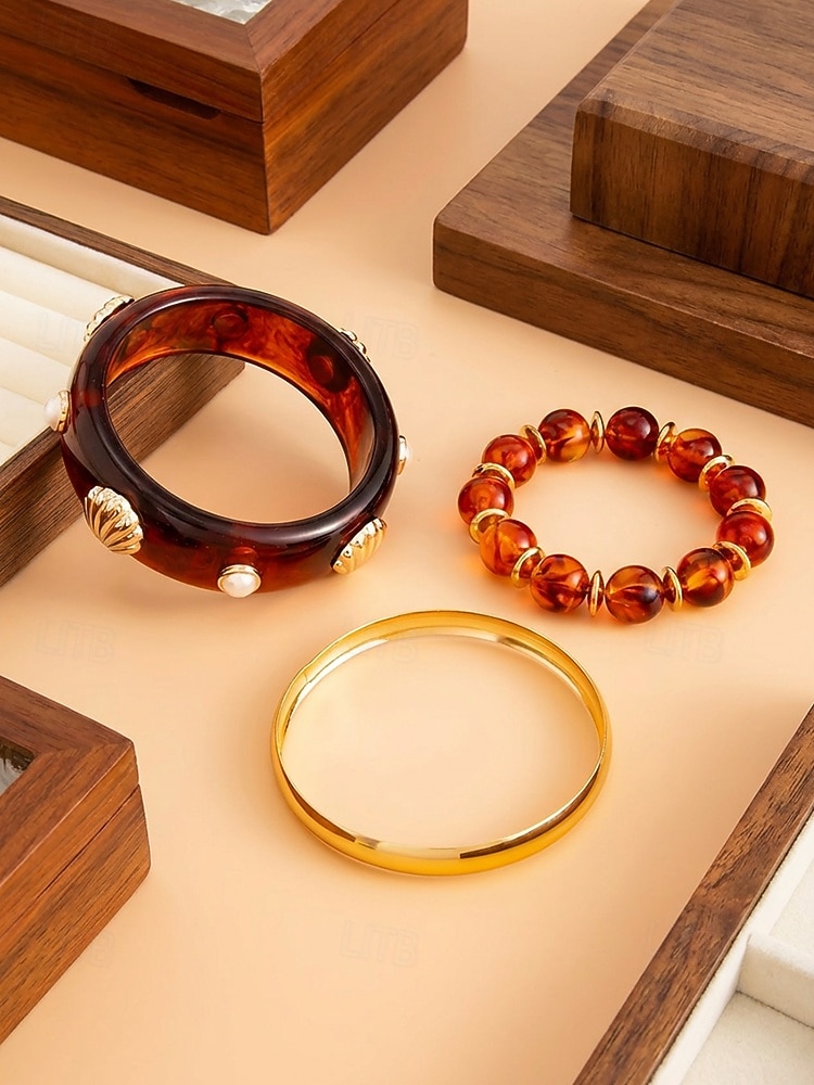 Conjunto de pulsera de aleación acrílica para mujer, brazalete de moda multicolor y joyería apilable con cuentas, accesorios de muñeca estilo bohemio informal para vacaciones, viajes a la playa, uso diario y ocasiones de ocio. 2026 - $11.99 –P8