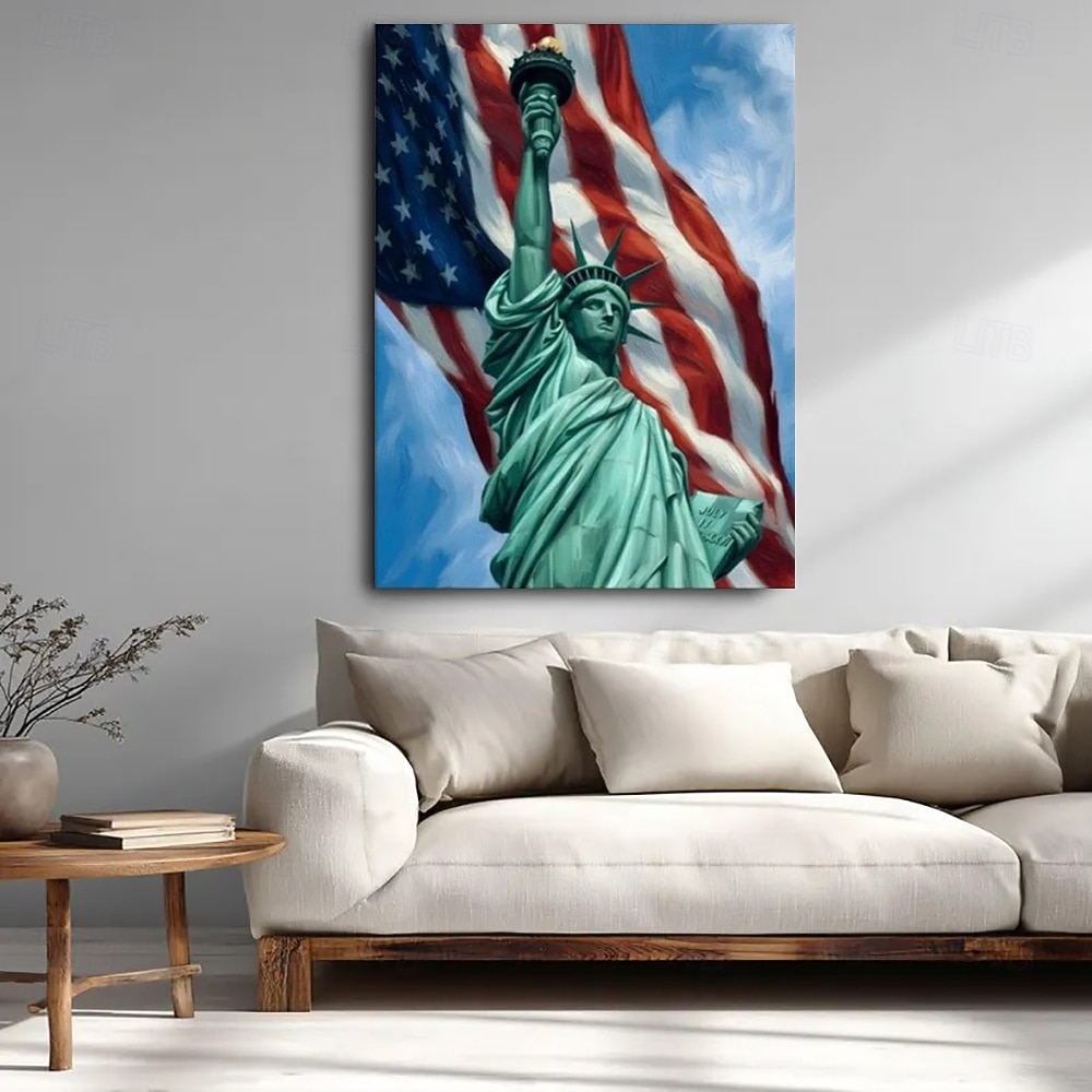 America 250 Years Handmade Oil Painting Canvas Wall Art Decoration Stars Stripes Statueo of Liberty for Home Decor Rolled Frameless Unstretched Painting 2026 - $114.99 –P6