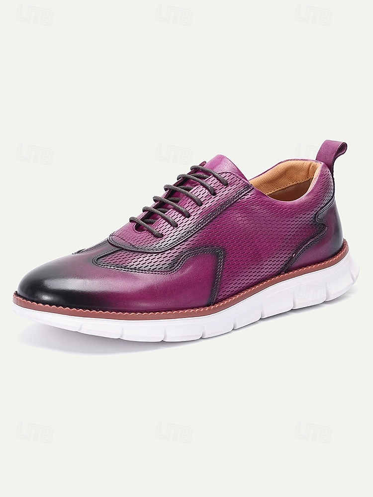 Tênis masculino de couro legítimo cor bordô, elegantes sapatos para noivo e padrinhos. de 2026 por $79.99 –P6