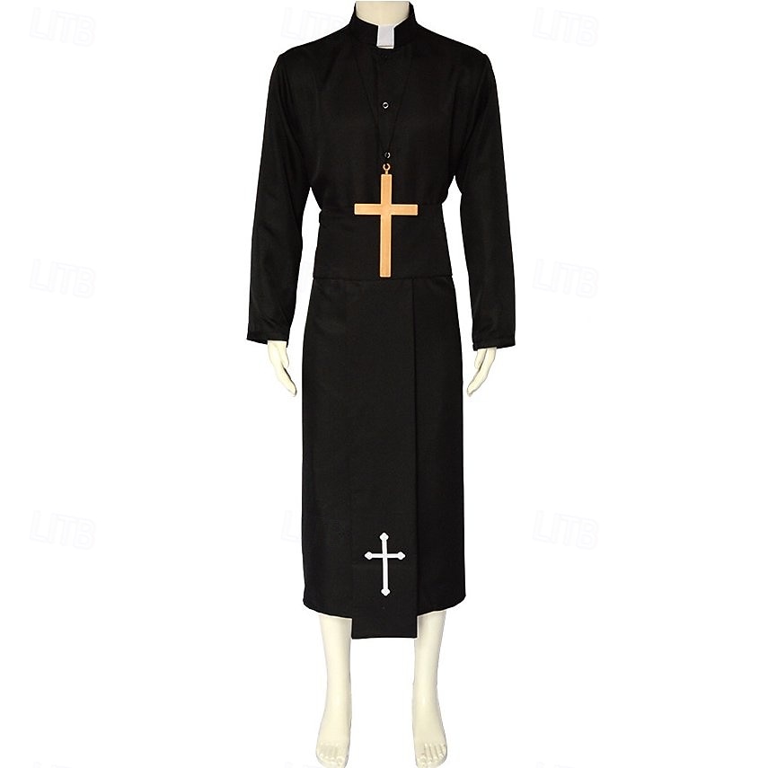 Retro / vintage Religijne Średniowieczne Szata Długie rękawy Kapłan Strój na bal maskowy Męskie Halloween Karnawał Targi Renesansu Impreza w stylu retro Dla dorosłych Top 2026 - $57.99 –P1