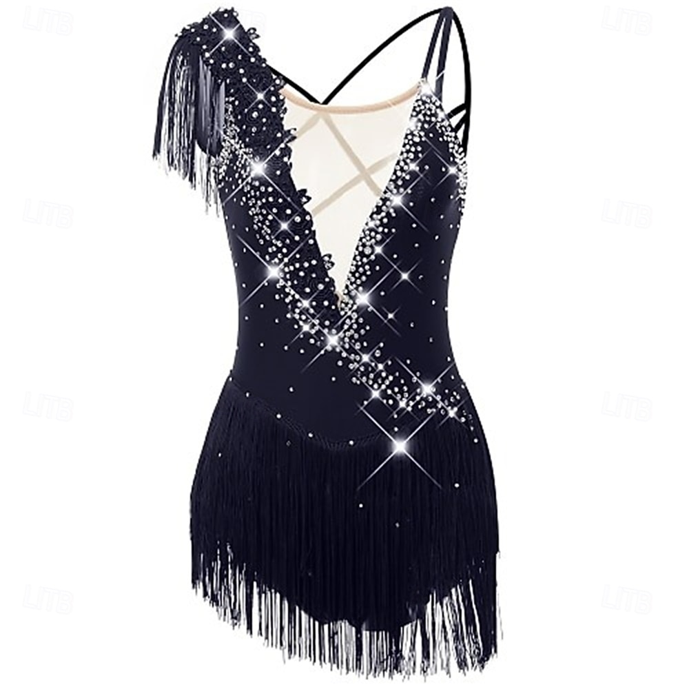 Vestido de patinaje artístico Chica Patinaje Sobre Hielo Vestidos Violeta Negro Blanco Retazos Espalda Abierta Elástico Entrenamiento Competición Ropa de Patinaje Clásico Cristal / Strass Sin Mangas 2026 - $179.99 –P4