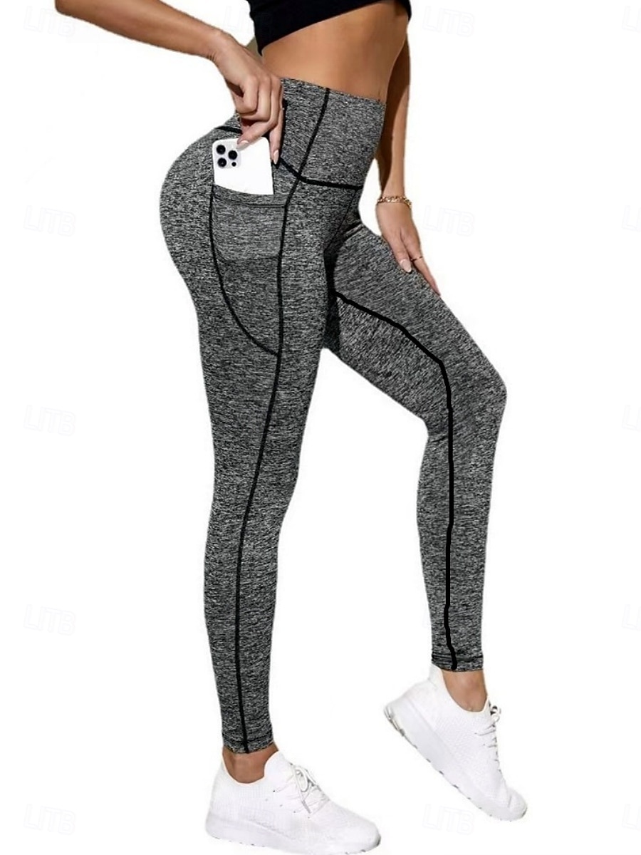 Women's Trousers Leggings Fashion Streetwear Basic Full Length High Waist Plain Pocket Elastic Waist Comfort High Elasticity Daily Gym Running Black Burgundy Navy Blue Military Green Spring Fall 2026 - $13.99 –P4