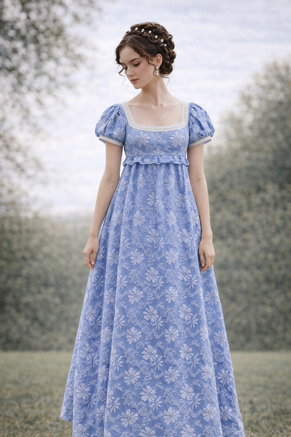 Retro Vintage Mittelalterlich Renaissance Bodenlang Kleid Ballkleid Kleid im Regency-Stil Puffärmel / Ballon Jacquard Blumen Kostüm Damen Halloween Karneval Abschlussball Hochzeit Maskerade Erwachsene 2026 - $55.99 –P24