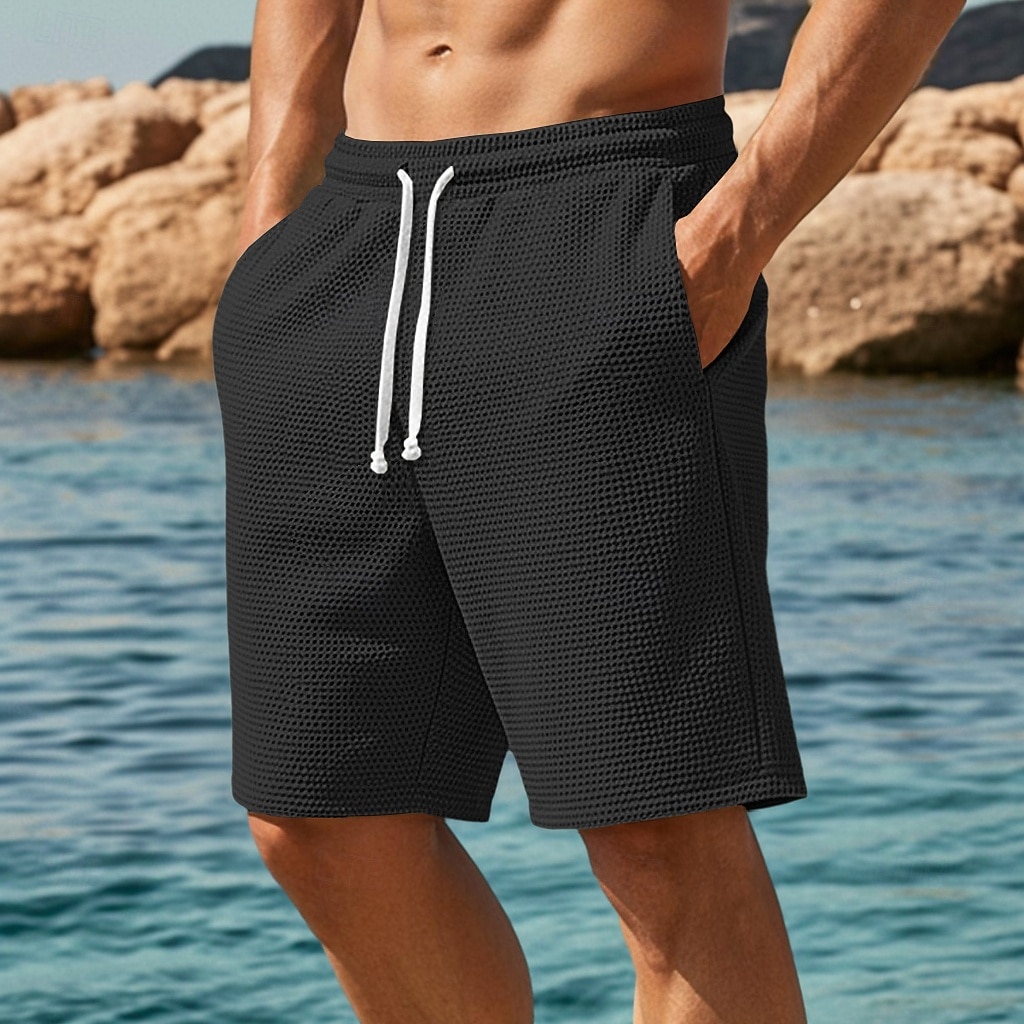 Per uomo Nido d'ape Shorts Pantaloncini Estivi Shorts da Spiaggia Coulisse Elastico in vita Gamba Dritta Semplice Comodità Morbido Lunghezza al ginocchio Quotidiano Spiaggia Moda Chic & Moderno Blu del 2026 a $21.99 –P10