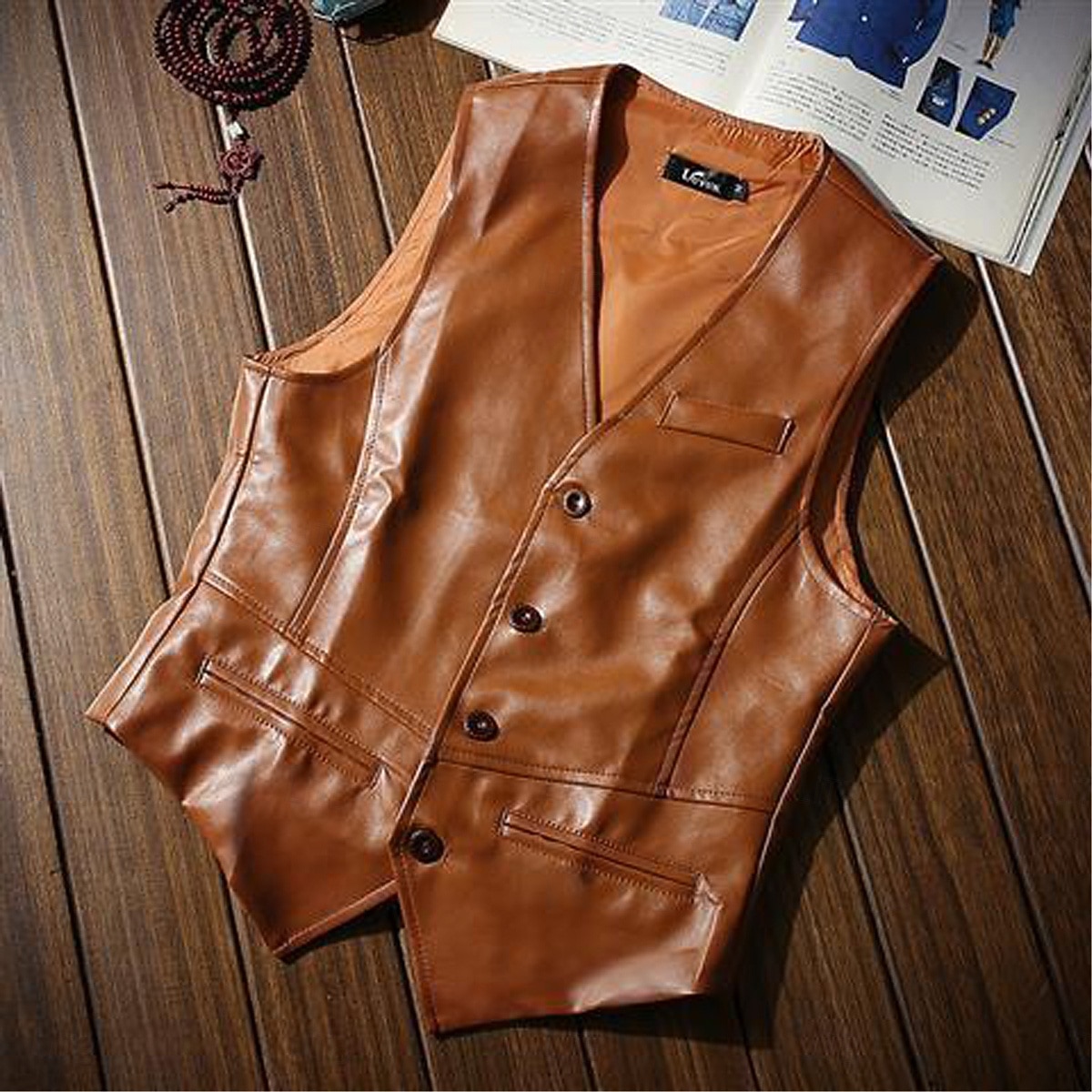Da uomo Gilet da esterno Gilet in pelle scamosciata Casuale Formale Vintage Moda Tutte le stagioni Tasca Scollo a V Pelle PU Calore Termico Di tendenza Tinta unica Monopetto Scollo a V Aderente Nero del 2026 a $40.99 –P2