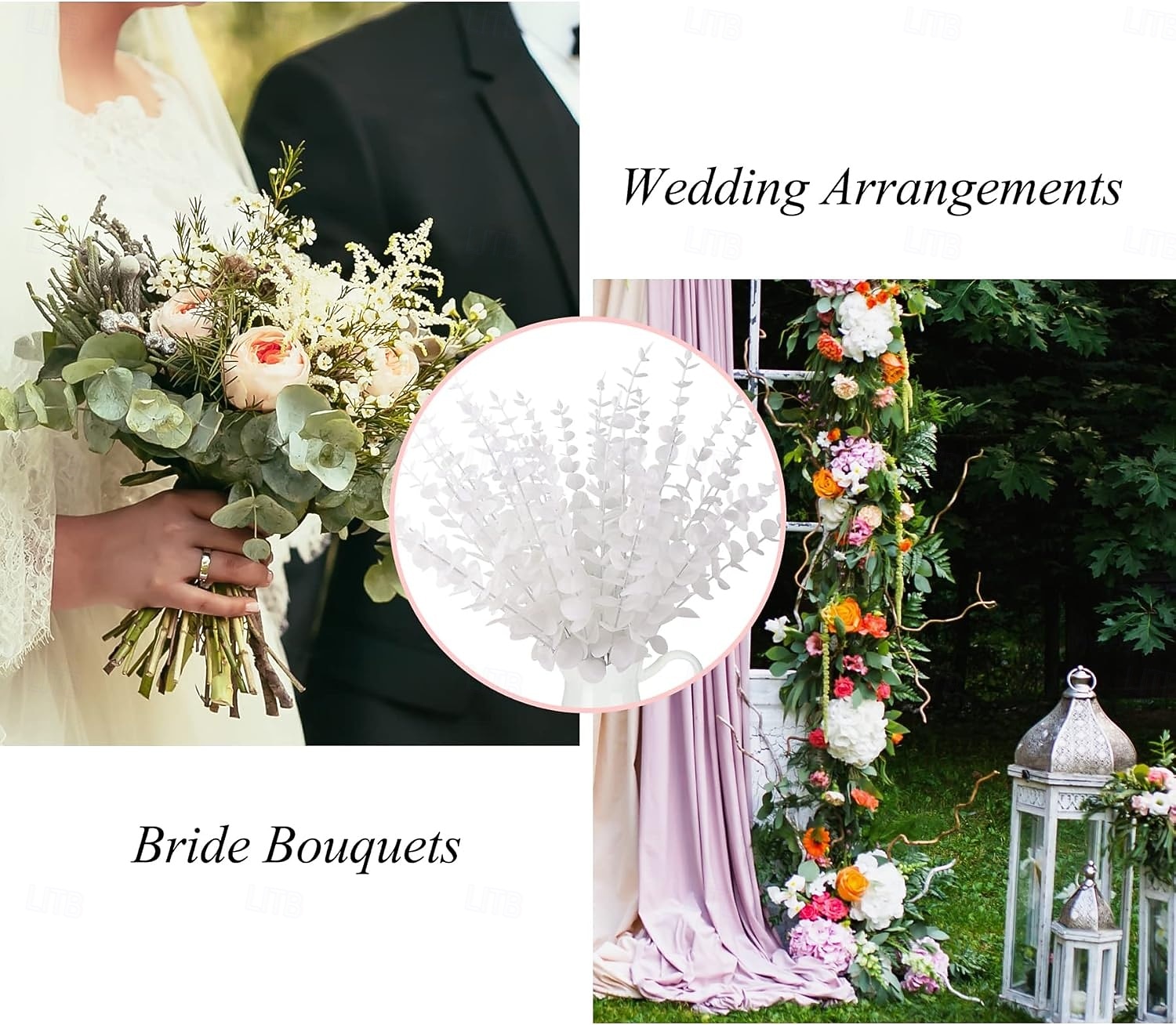 24 hastes artificiais de eucalipto branco, folhas e galhos de eucalipto de 38 cm (15 polegadas) para buquê de casamento e decoração de casa. de 2026 por $17.49 –P2