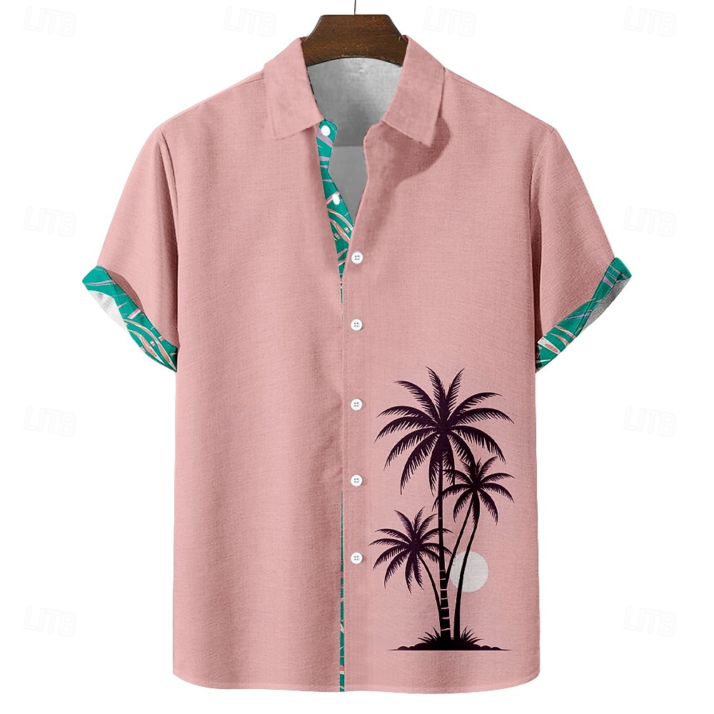Men's Coconut Tree Tropical Plants Summer Hawaiian Shirt Button Up Shirt Aloha Shirt Short Sleeve Hawaiian Vacation Holiday Beach Wear Summer Spring Turndown 3D Print Linen Like Shirt Blue Pink Green 2026 - $25.99 –P1