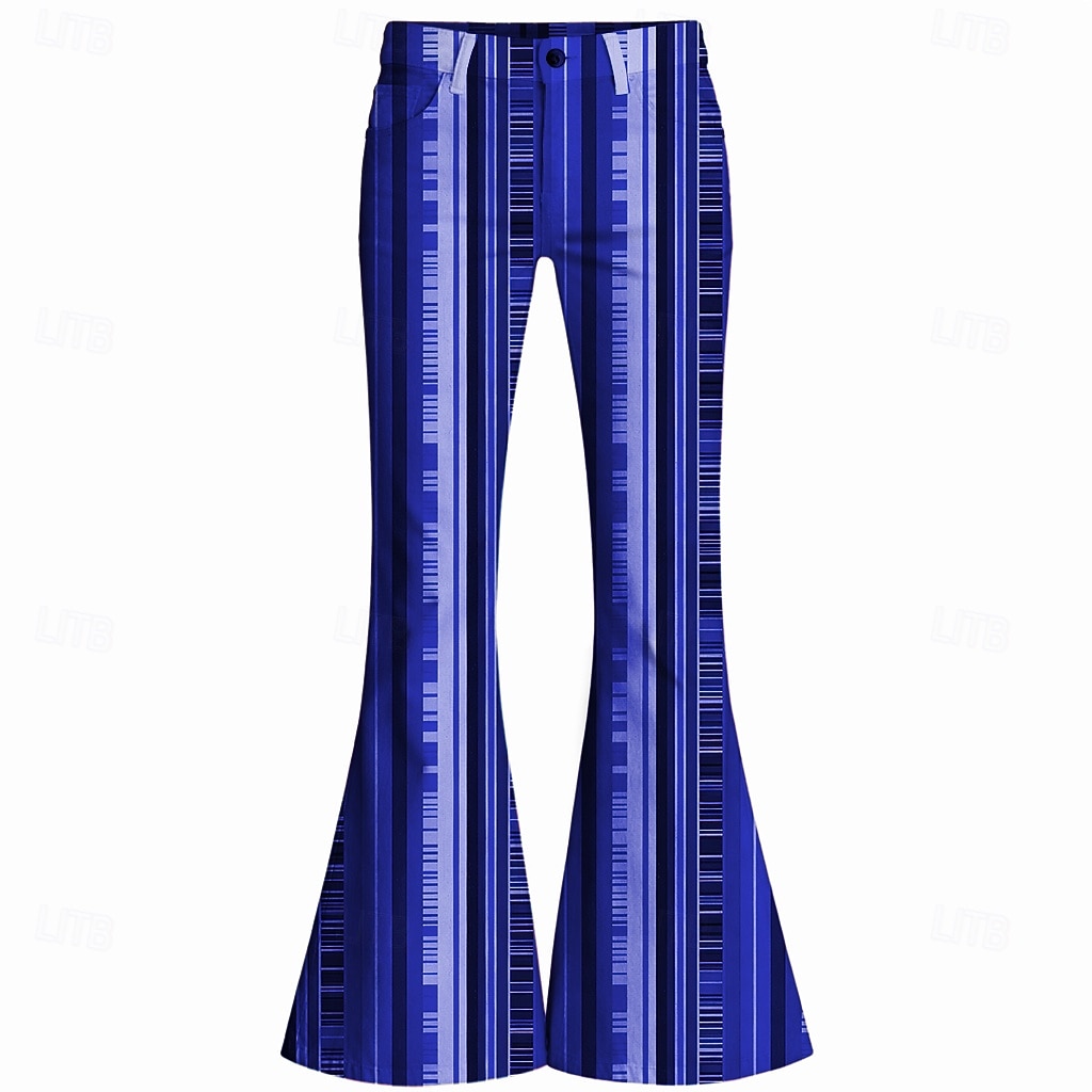 Retro vintage Boho Jaren '70 Broeken Bell Bottom broek Hippie Schijf Hoge taille Gestreept Kostuum Voor heren Halloween Carnaval muziekfestival Retro themafeest Volwassenen Broeken 2026 - $35.99 –P3