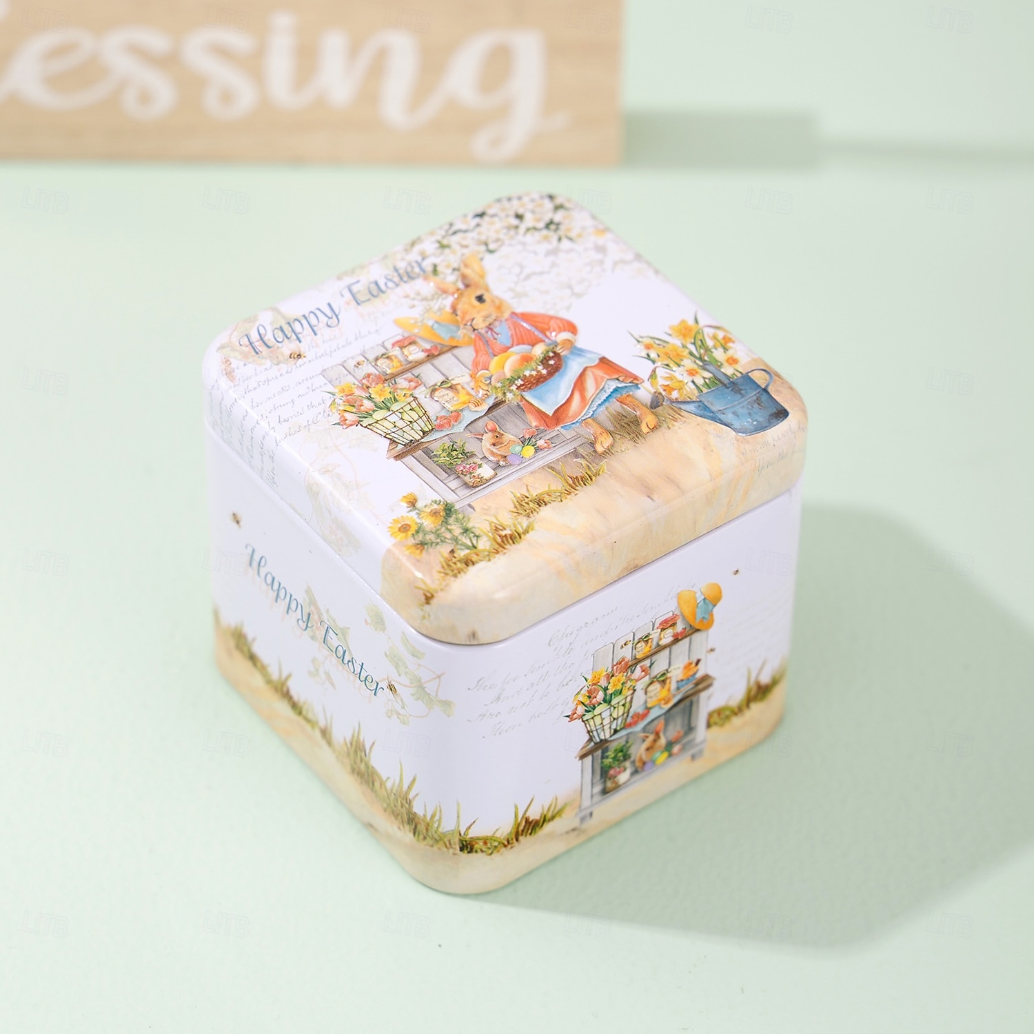1 шт. жестяная коробка в виде пасхального кролика, металлическая подарочная коробка для конфет и печенья в виде кролика, декоративный контейнер для хранения пасхальных яиц, пустая коробка для упаковки 2026 - $9.99 –P9