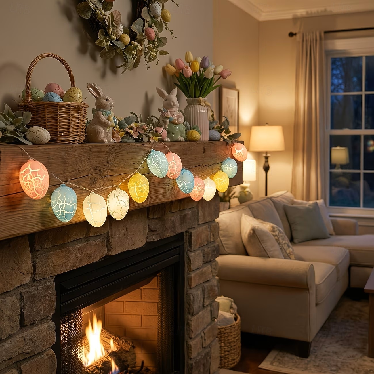 Φωτάκια παραμυθιού με κορδόνι σε σχήμα πασχαλινού αυγού 2m 10leds με μπαταρία για βιτρίνα σπιτιού, υπνοδωμάτιο, μπαλκόνι, διακόσμηση κήπου 2026 - $12.99 –P1