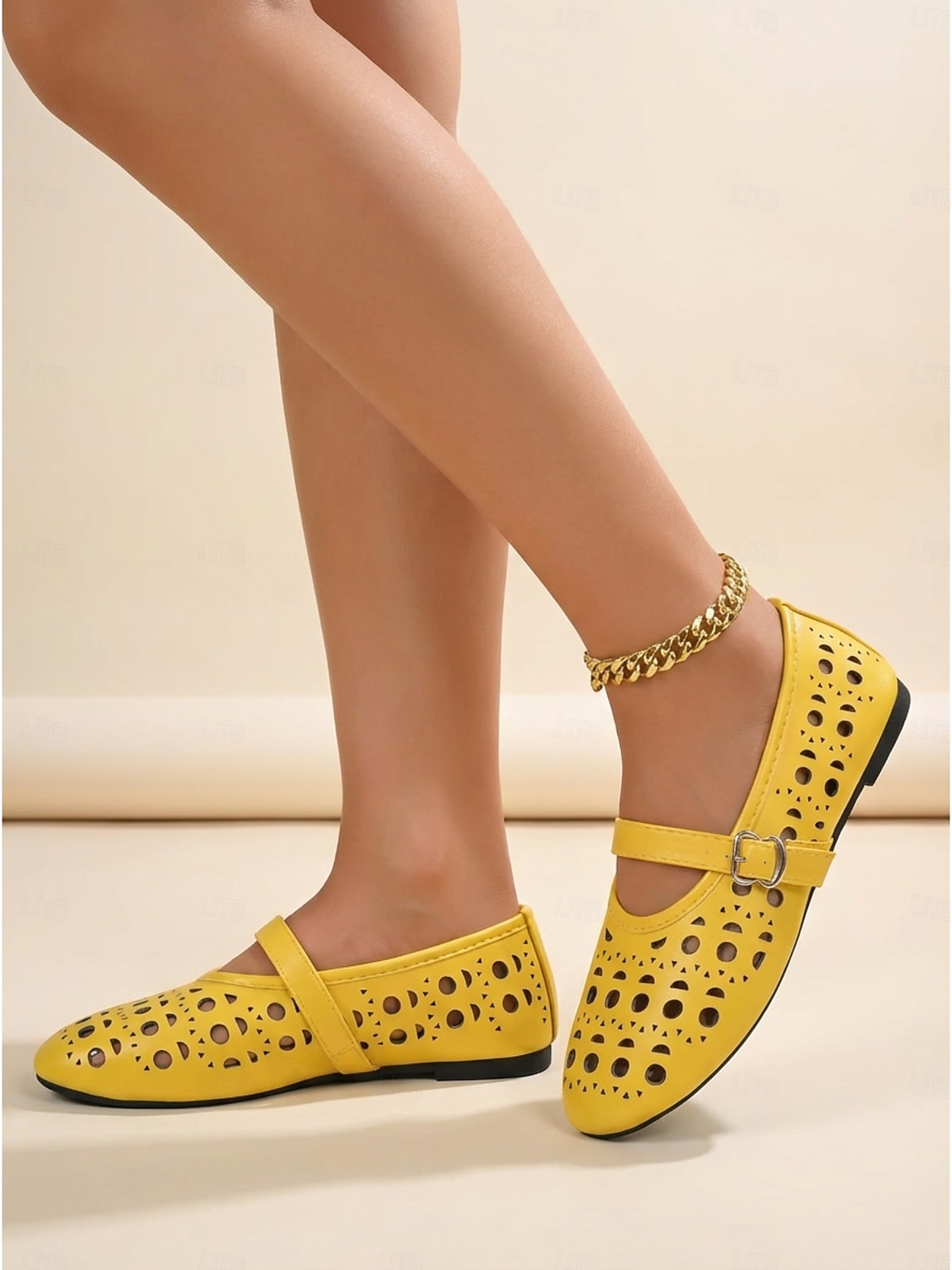 ballerine Mary Jane bianche tagliate al laser da donna - scarpe da ballo traspiranti con cinturino e fibbia per resort all'aperto, vacanze tropicali &viaggio estivo del 2026 a $19.99 –P1