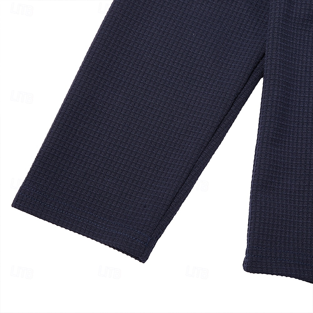 Herren Waffel T-Shirt T Shirt Waffel-Henley-Hemd Herrenhemden mit Ellbogenflicken Langarm Mit Kapuze Zur Seite fahren Halber Reißverschluss Herbst Herbst Winter Einfarbig Farbblock Sportlich 2026 - $24.99 –P9