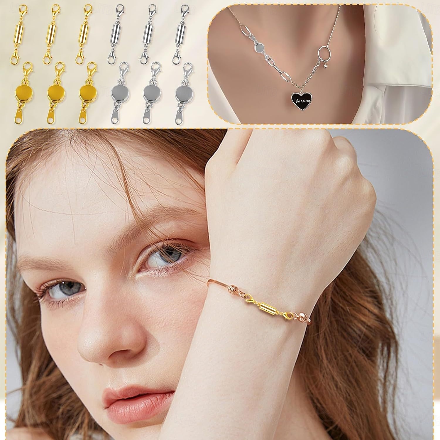 Confezione da 12 fermagli e chiusure magnetiche per collane. Estensore per collane con magnete potente. Chiusura magnetica per collane per la creazione di bracciali e collane di gioielli. Placcatura del 2026 a $19.99 –P2