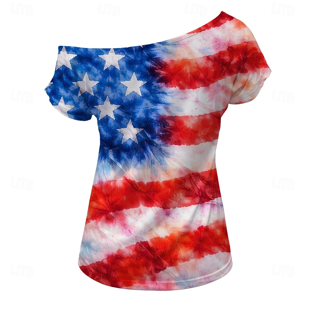 250° anniversario USA Retrò Vintage Anni '80 T-shirt Monospalla Maniche corte Bandiera USA Costume Per donna 4 Luglio Giorno dell'Indipendenza Adulti Maglietta del 2026 a $18.99 –P4