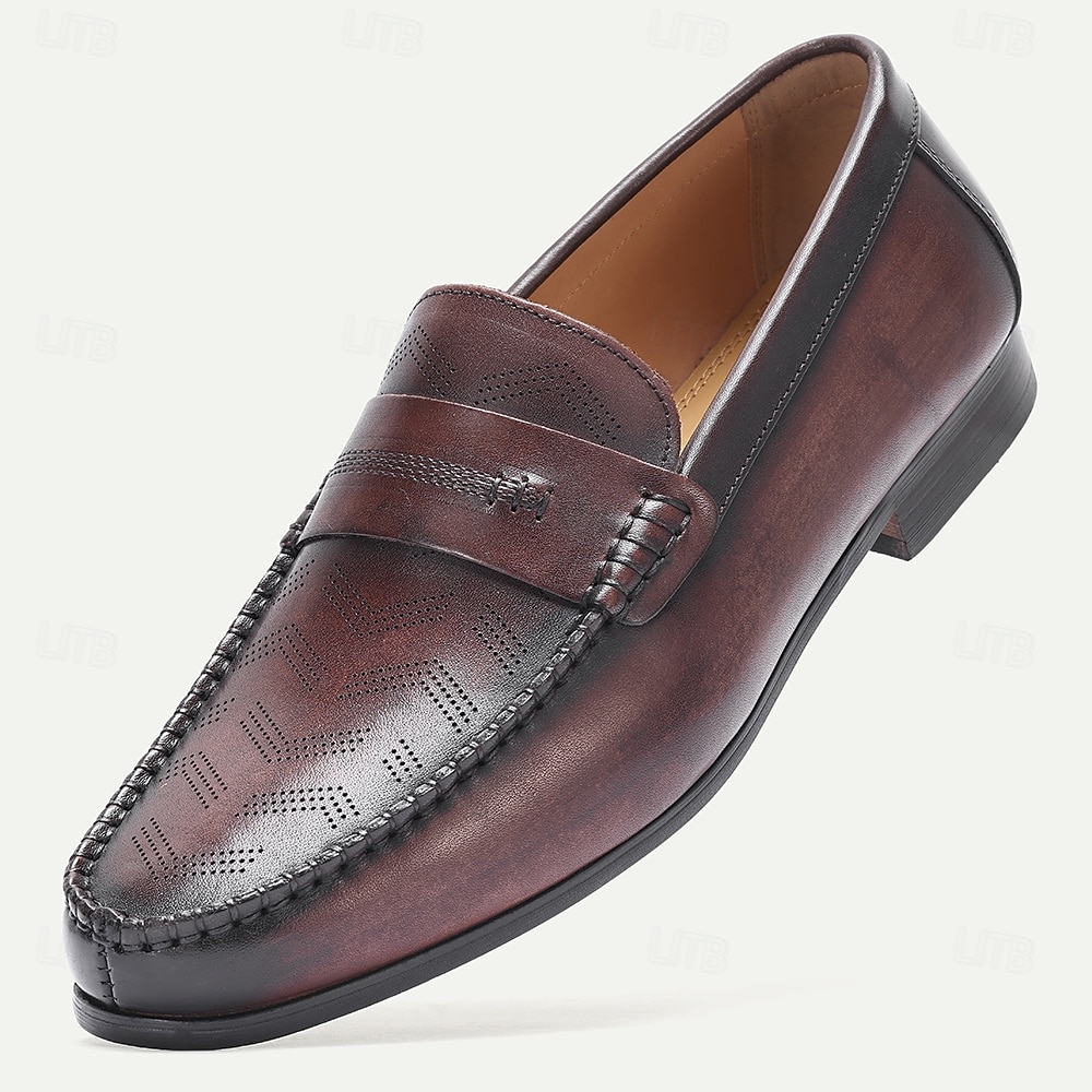Мужские кожаные лоферы без шнурков премиум-класса, стильный перфорированный дизайн, идеально подходят для повседневной носки и вечерних выходов на курорте. 2026 - $84.99 –P1