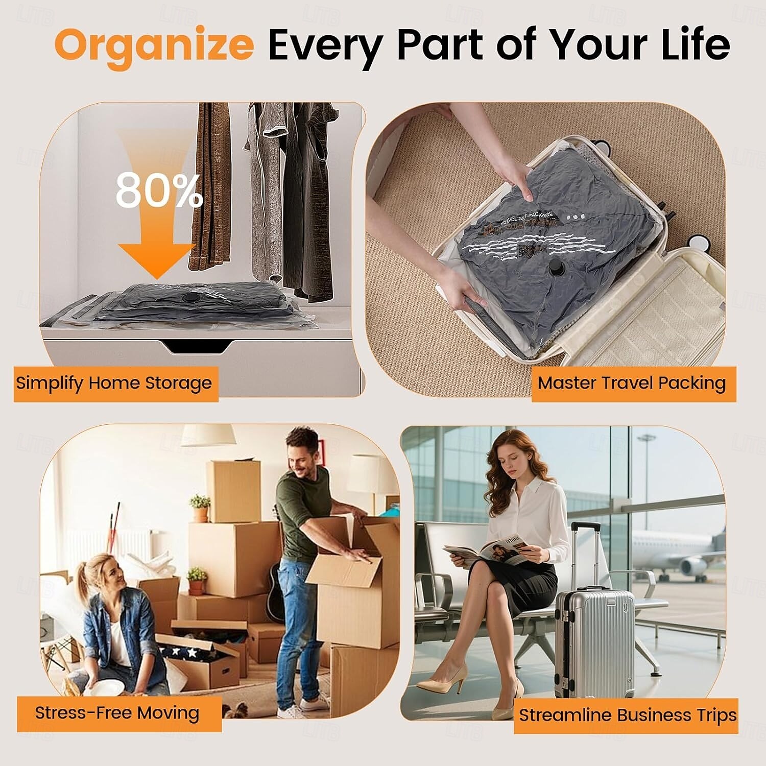 Ensemble de sacs de rangement sous vide sans fil avec pompe électrique rechargeable, sacs de compression gain de place pour vêtements, bagages et valises. &stockage à domicile de 2026 ? $38.99 –P4