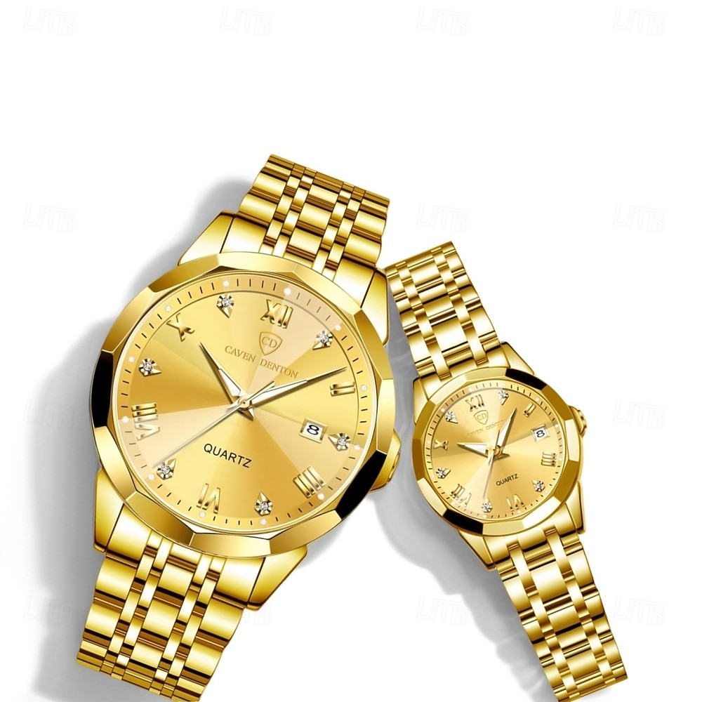 relógios de casal, masculinos &Relógios femininos de luxo e charme, com detalhes em strass, função de calendário, visor com luz noturna, relógios casuais e modernos, acessórios perfeitos para de 2026 por $44.99 –P2