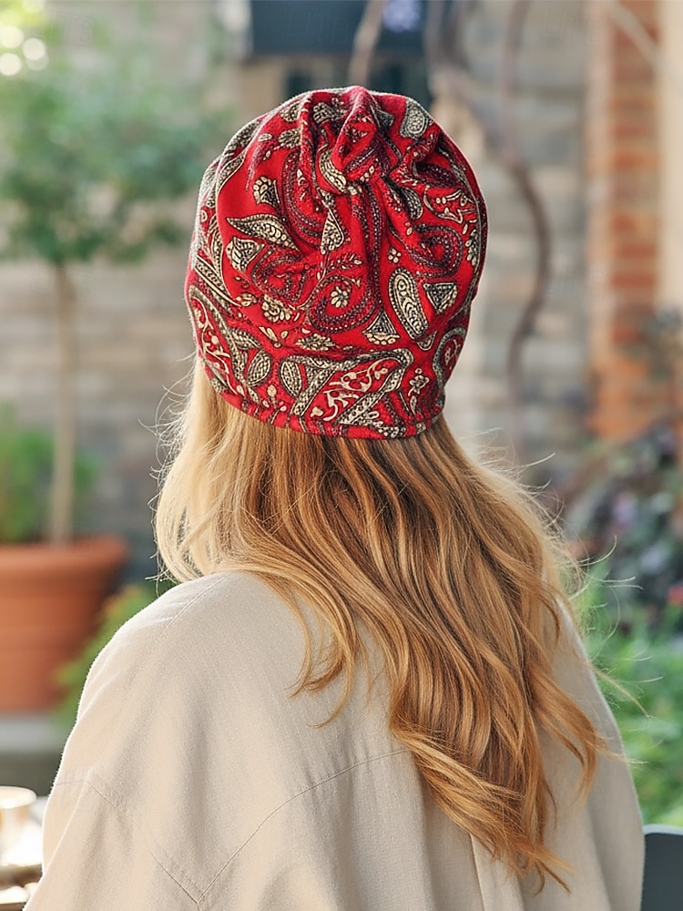 Dámská bohémská čepice s paisley vzorem, měkká polyesterová vícebarevná pokrývka hlavy a nákrčník, lehký doplněk ve vintage stylu pro ženy, ideální pro každodenní nošení, dovolenou a cestování 2026 - $11.99 –P5