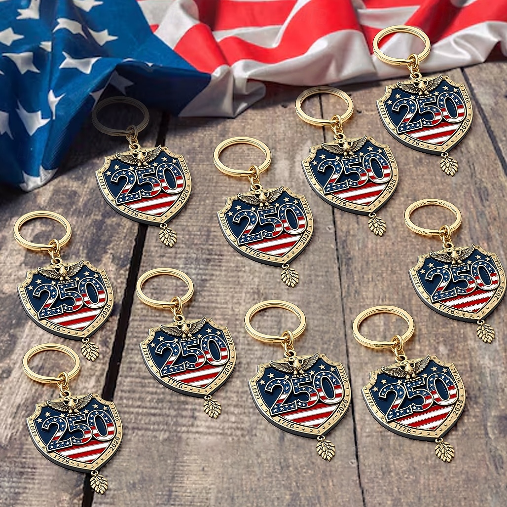 Portachiavi da 10 pezzi per il 250° anniversario degli Stati Uniti, portachiavi con bandiera americana del corpo dei Marines 1776-2026, regali per veterani per cittadini statunitensi, decorazioni del 2026 a $16.99 –P3