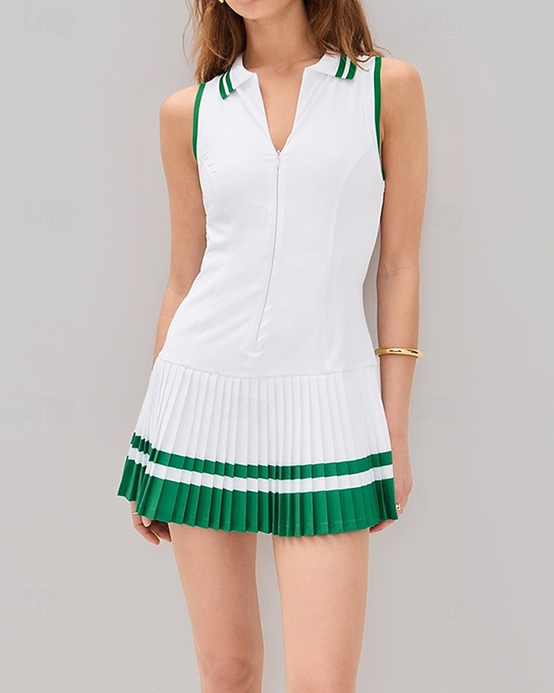 Γυναικεία Κουρελού Φόρεμα τένις με ενσωματωμένο σορτς και σουτιέν Αθλητικό φόρεμα Αμάνικο Κουμπώσου Τσέπη Ελαστικό Σκούπισμα ιδρώτα Αναπνέει Τέννις Τρέξιμο Καταλληλότητα Περιλαίμιο Polo Φορέματα 2026 - $50.99 –P2